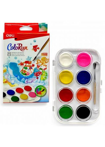 Фарба акварель "Color ran", 8 кольорів Deli (361420574)
