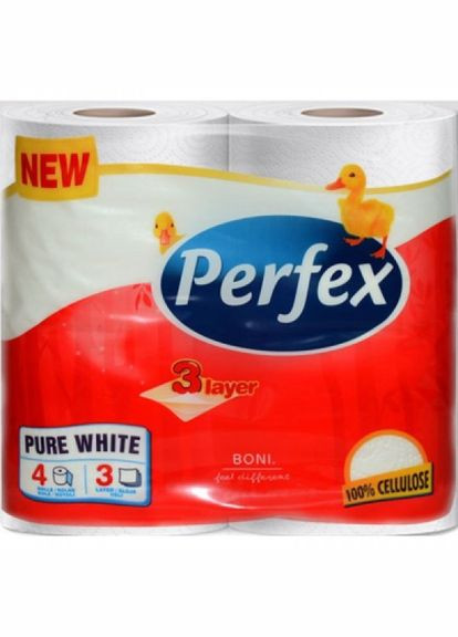 Туалетний папір (8600101745477) Perfex pure white 3 шари 4 рулони (268144623)