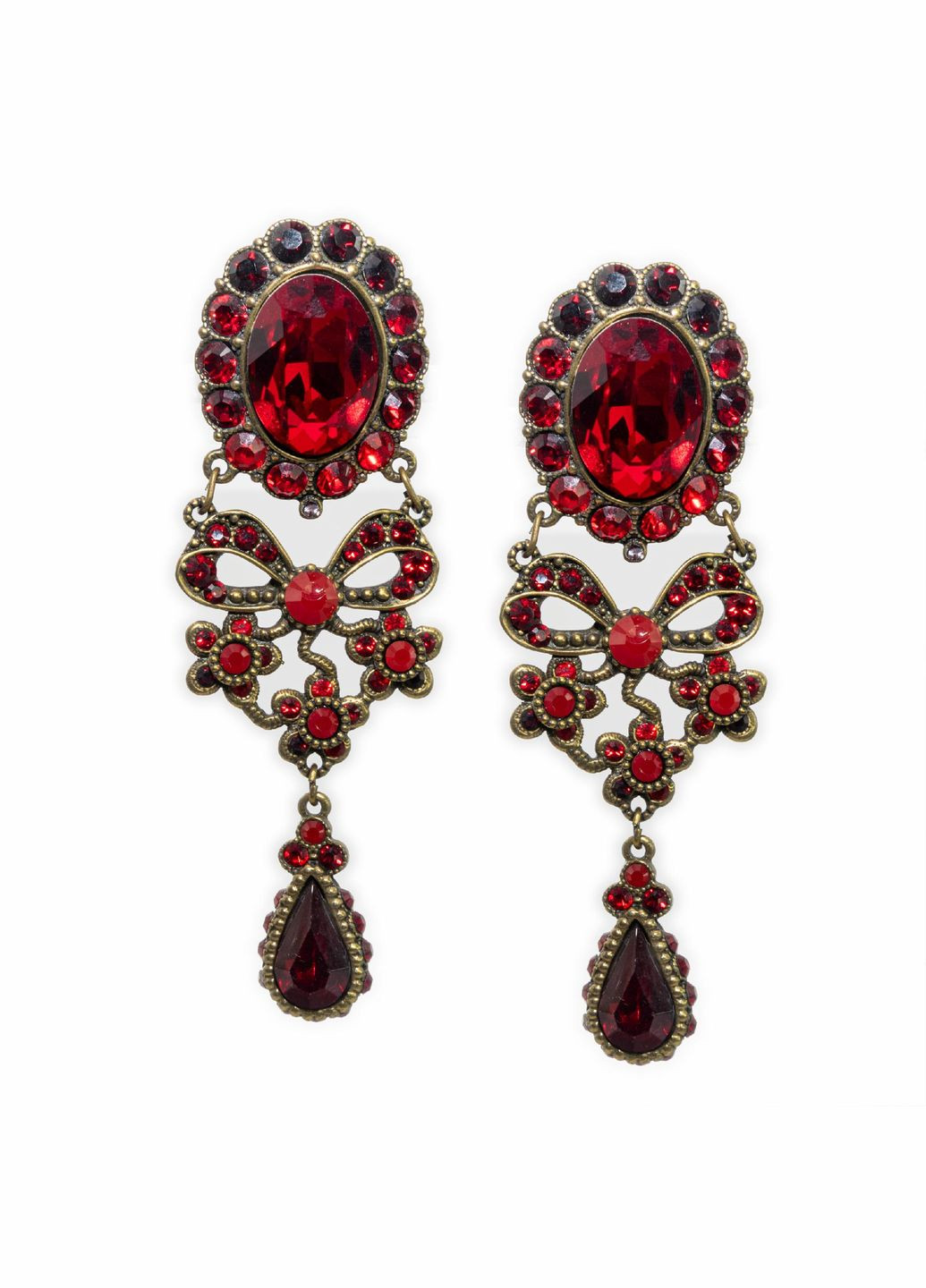 Серьги-клипсы "Красный блеск" от с кристаллами Swarovski Michal Negrin (346262850)