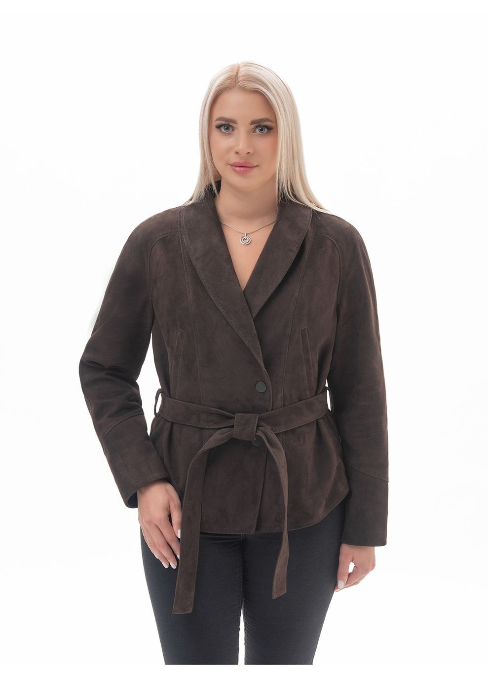 Коричнева демісезонна жіноча шкіряна куртка весна Fabio Monti