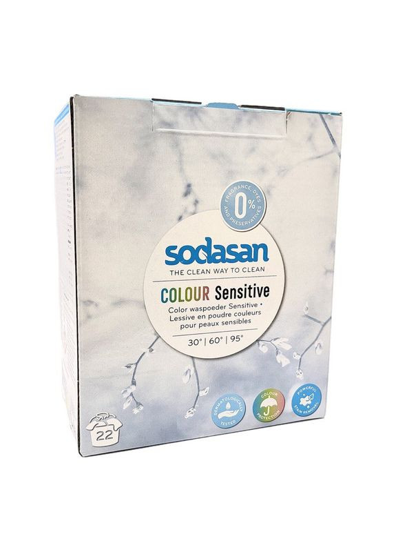 Порошок концентрат Color sensitiv для прання білих кольорових та дитячих речей з пом'якшувачем води і кондиціонером 1 к Sodasan (271039530)