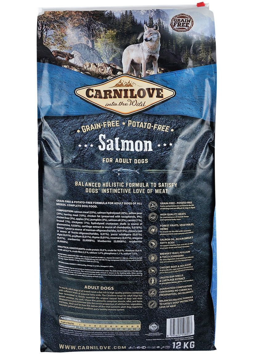 Сухий корм з лососем Salmon Карнілов для собак всіх порід 12 кг (8595602508907) Carnilove (362701139)
