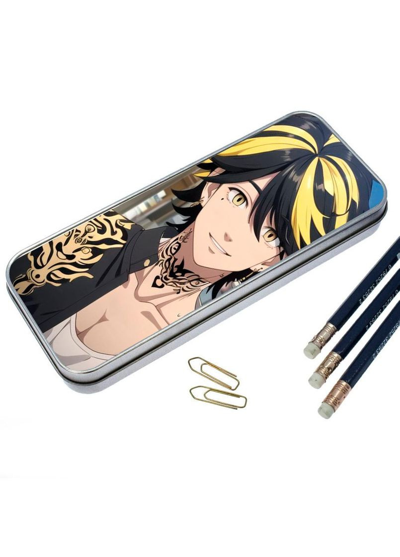 Органайзер для канцелярського приладдя металевий, кейс для дрібниць Токійські месники #003 7*18 см Silver No Brand (309152211)