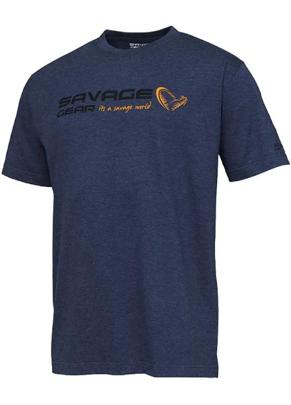 Комбінована футболка signature logo t-shirt blue melange Savage Gear