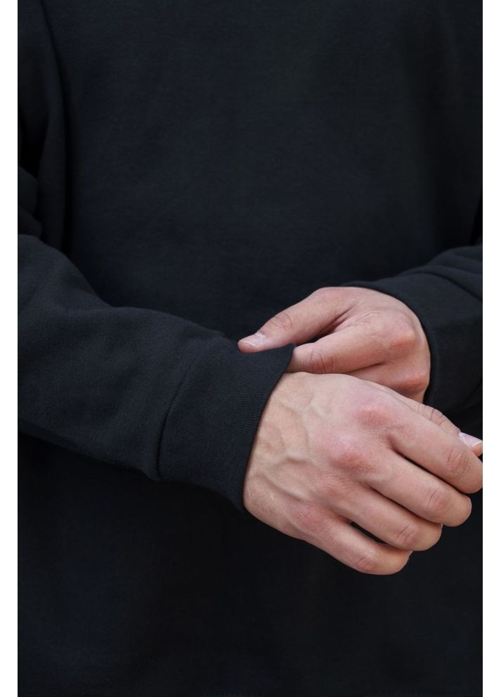 Черный утепленный оверсайз свитшот на флисе с принтом mistake black Without (362357870)