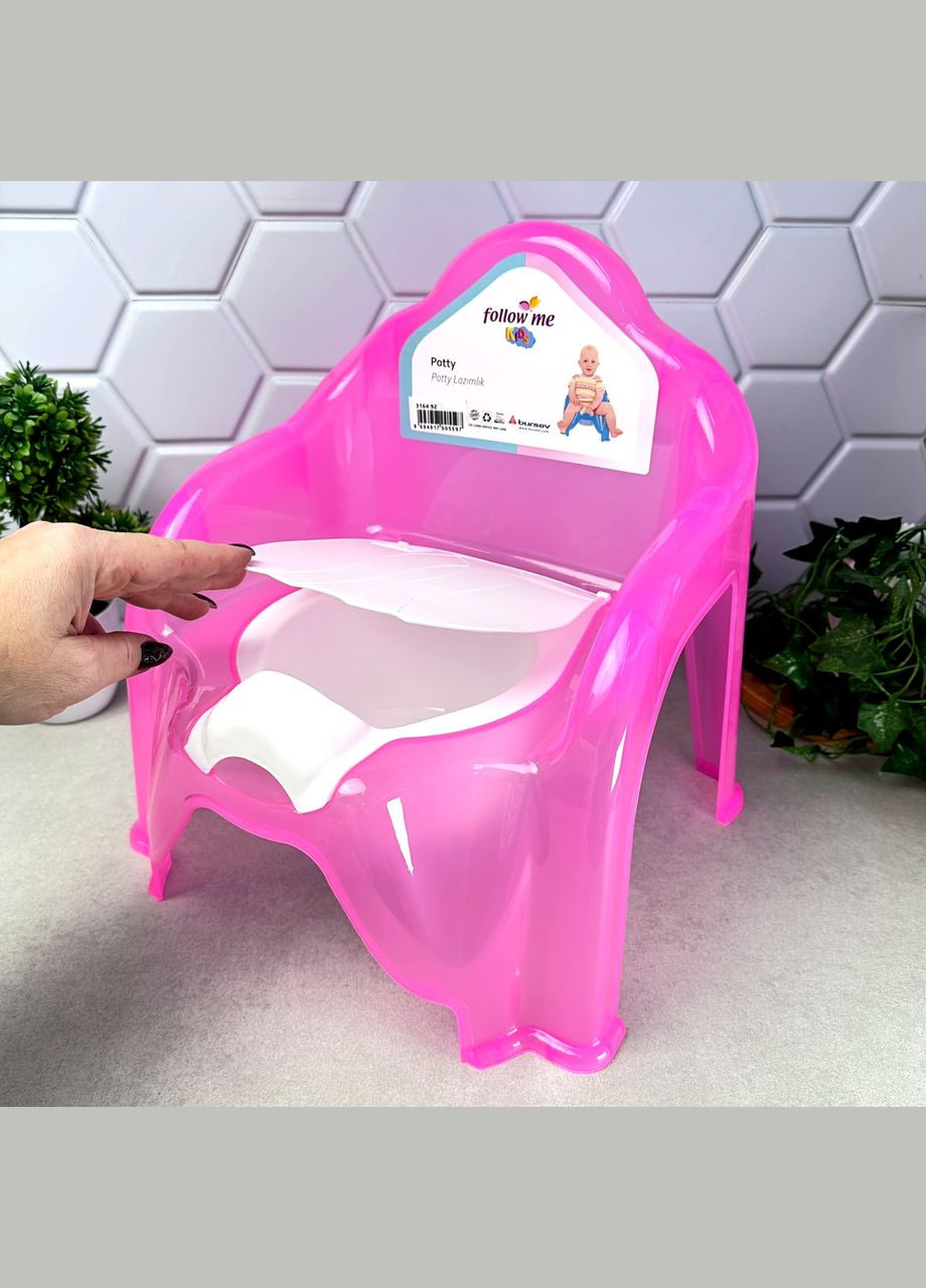 Дитячий горщик-стільчик Рожевий Прозорий Follow me Bursev Plastik (319848007)