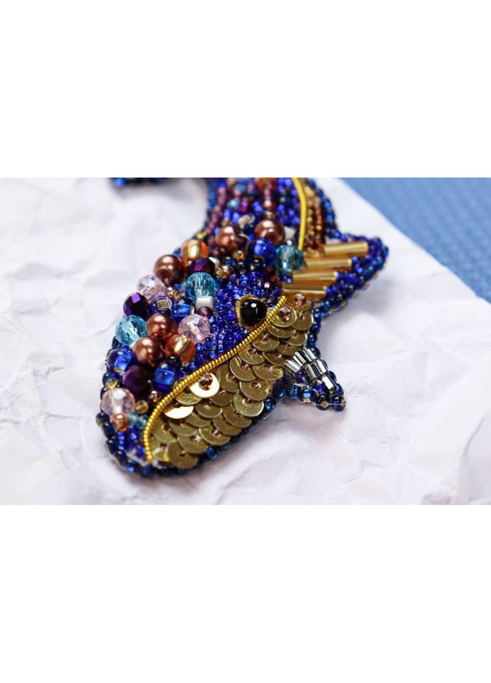 Набір для вишивання бісером прикраси "Синій кит" -239 на натуральному полотні AD (321971421)