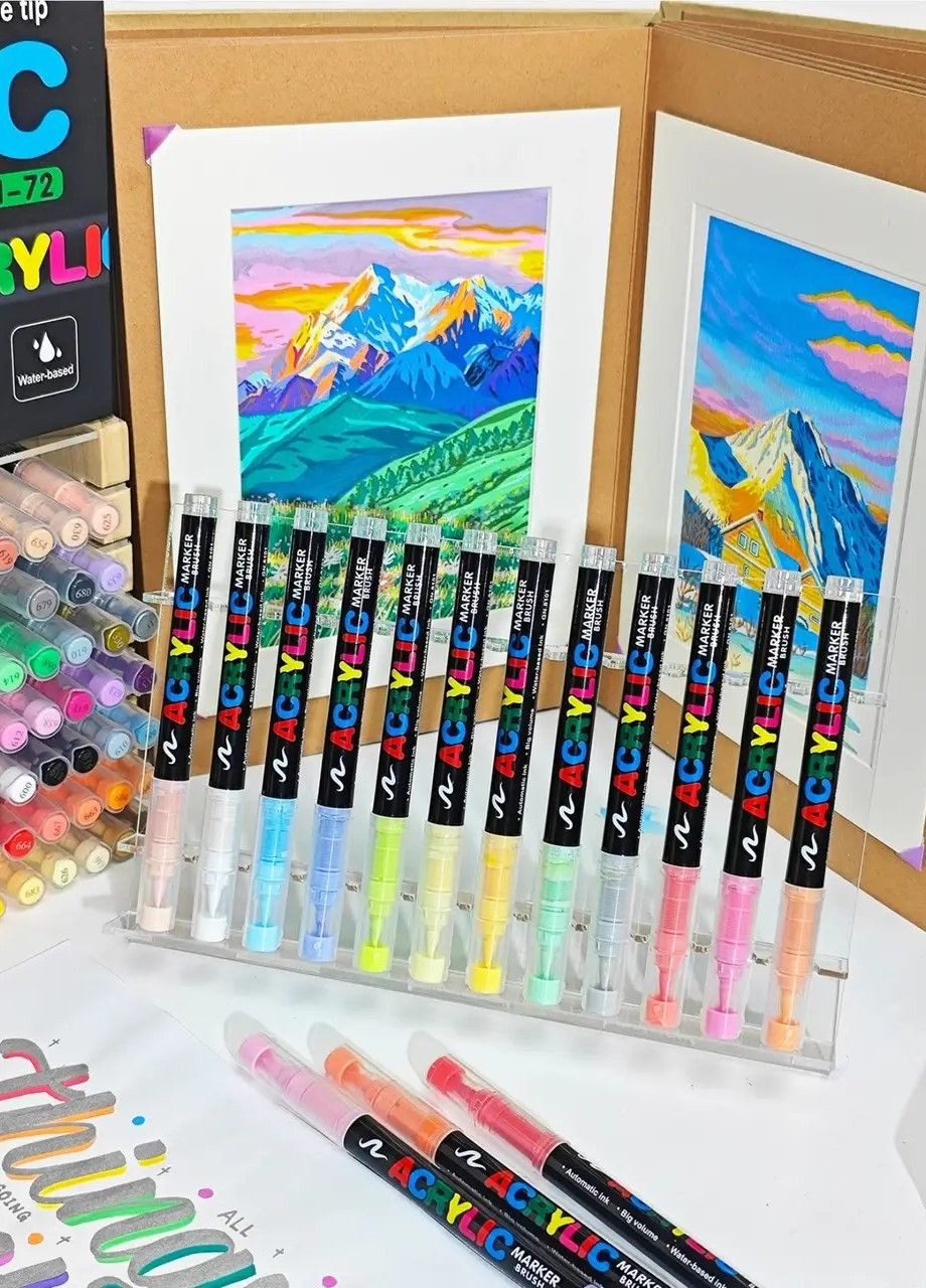 Акриловые маркеры GuangNa GN.8101 Brush Tip 200 шт | Художественные маркеры с кисточным наконечником для рисования No Brand (352192375)