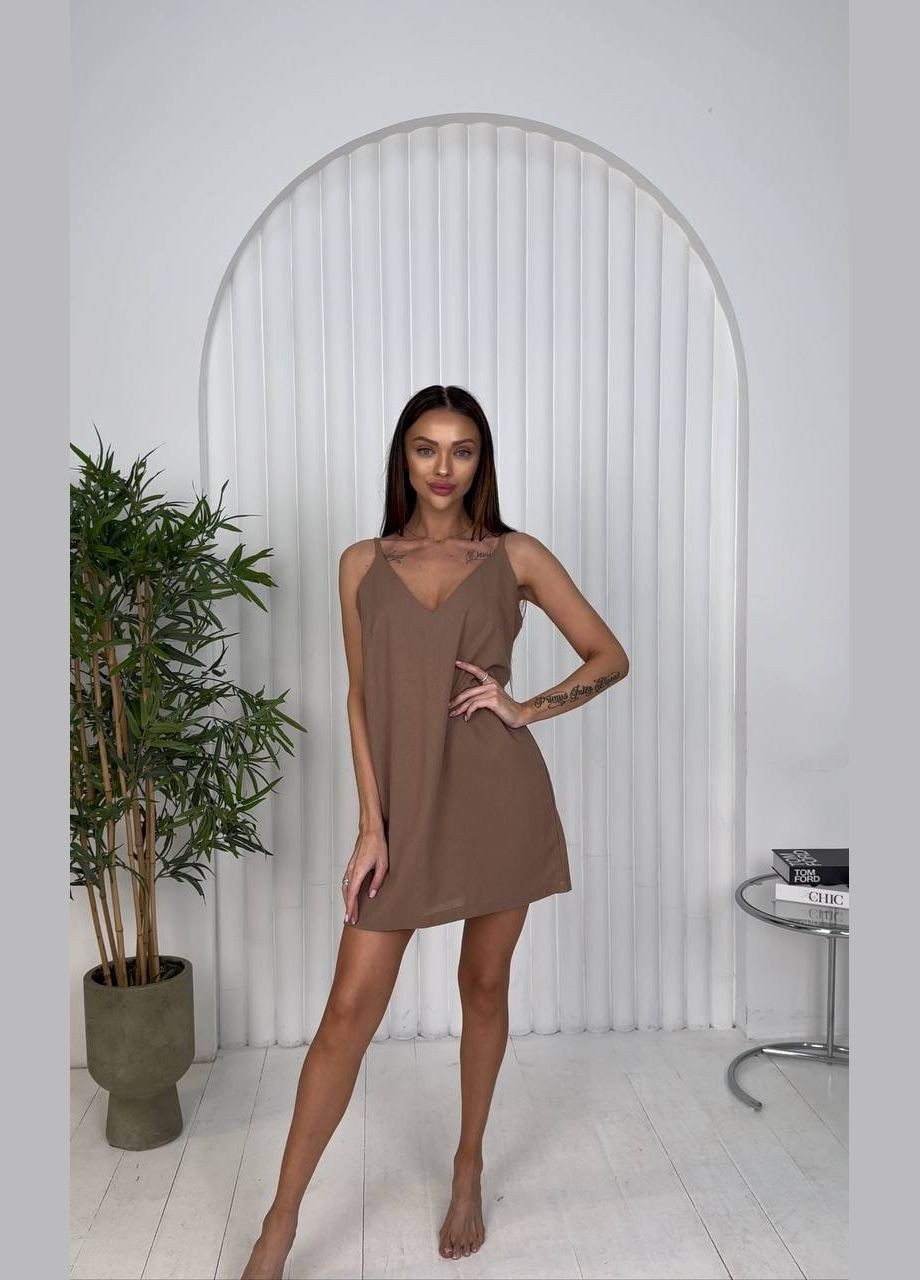 Коричневое праздничный, кэжуал, вечернее женское платье FINO Mode однотонное