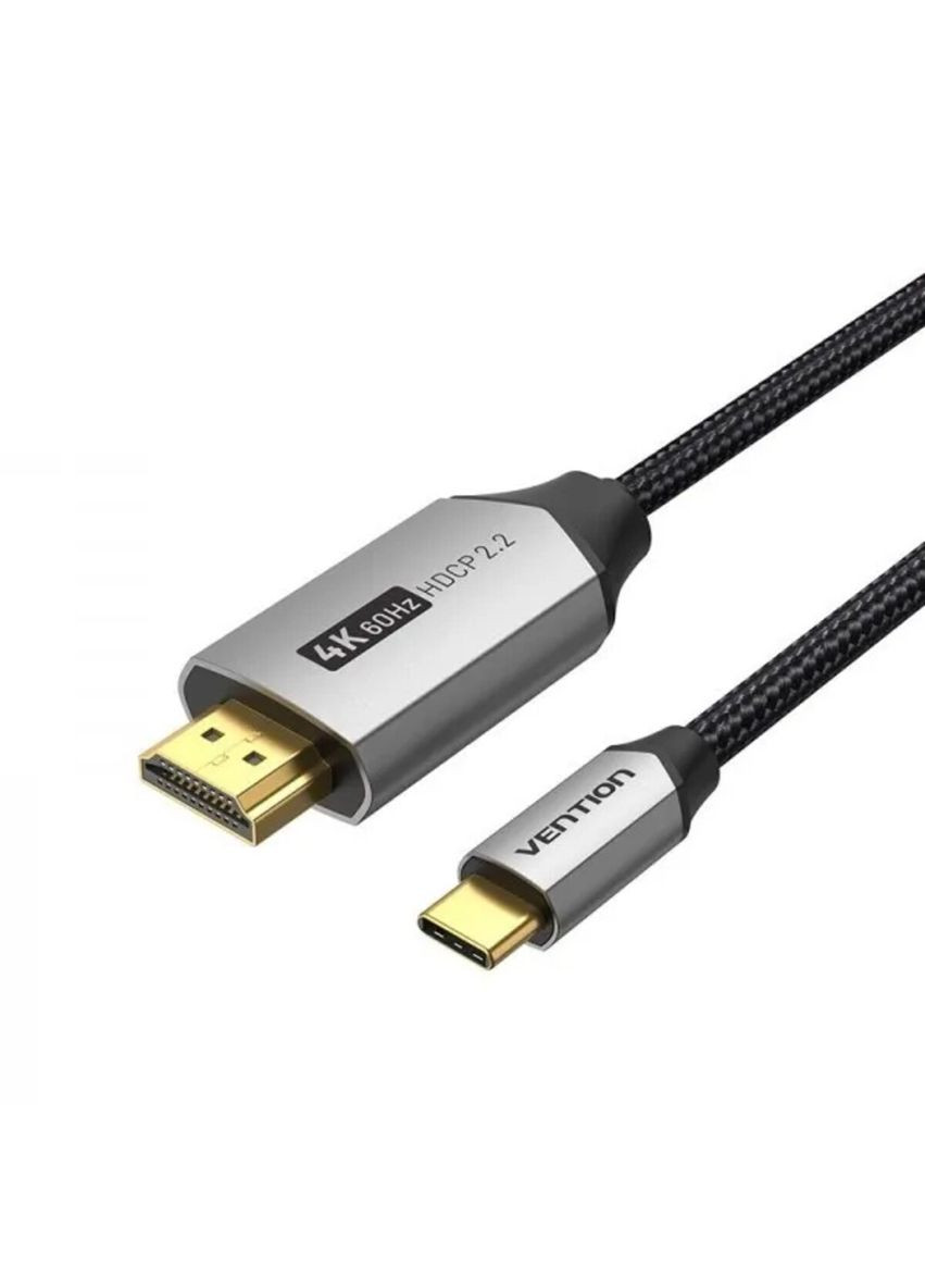 Кабель Cotton Braided USB-C to HDMI Cable 1.5M Black Aluminum Alloy Type Vention (340277776)