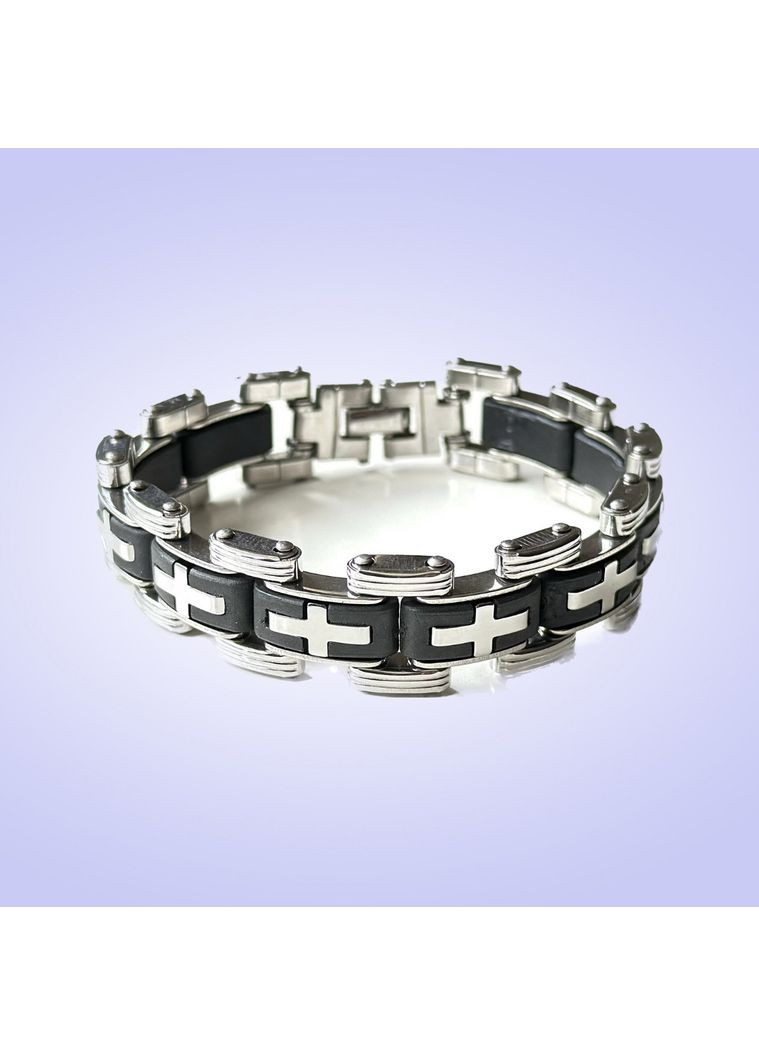 Чоловічий масивний браслет у вигляді ланцюга, з хрестами «Biker» з нержавіючої сталі China (367623300)