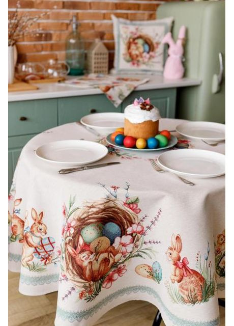 Великдень кругла скатертина Злагода 180 см Різнокольоровий (8331) Прованс (361785008)