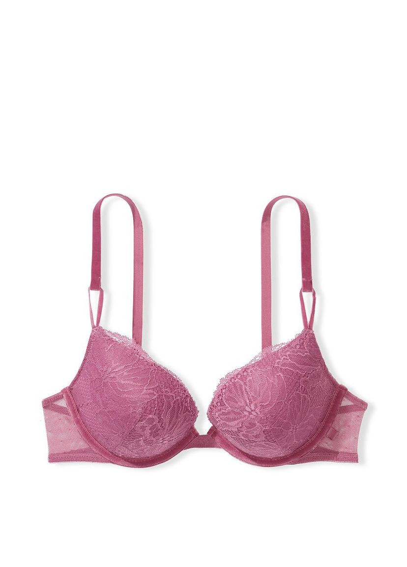 Рожевий бюстгальтер sexy tee fleur noir lace push-up bra 80c Victoria's Secret з кісточками