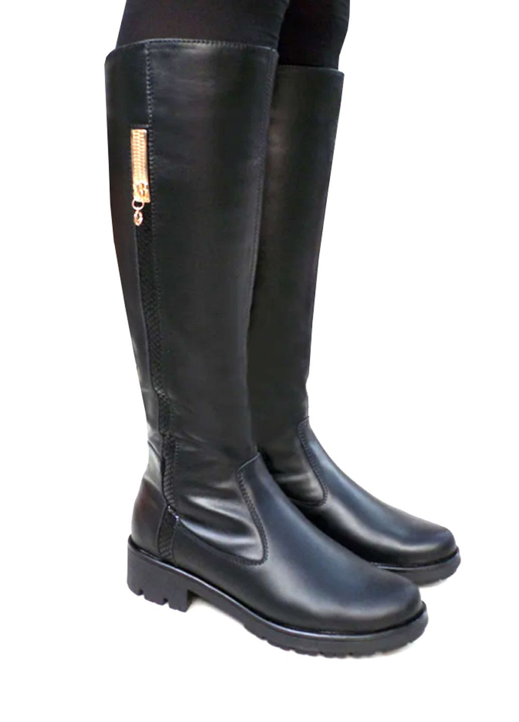 Осенние высокие осенние кожаные сапоги. размер 39. Fashion с аппликацией