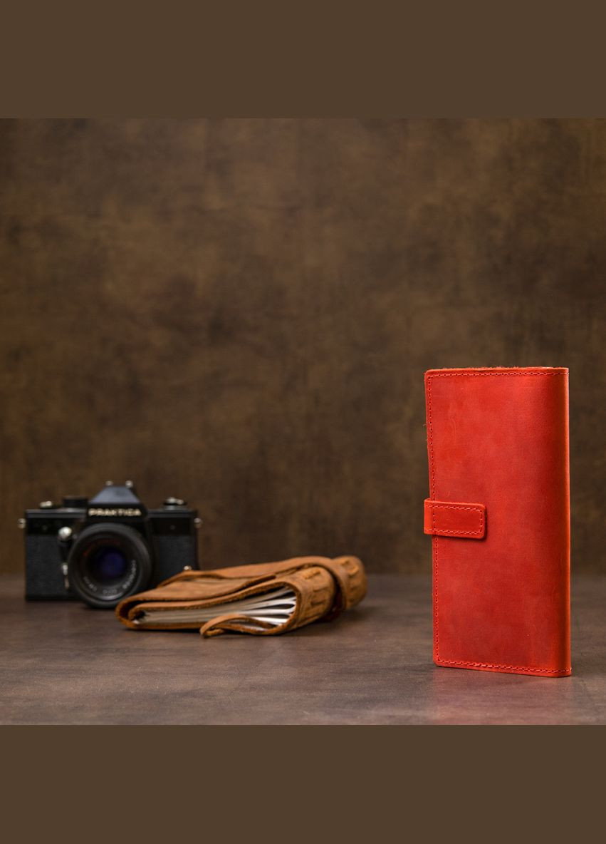 Жіноче шкіряне вінтажне портмоне середнє з червоною кнопкою (sku_11470) No Brand (328218405)