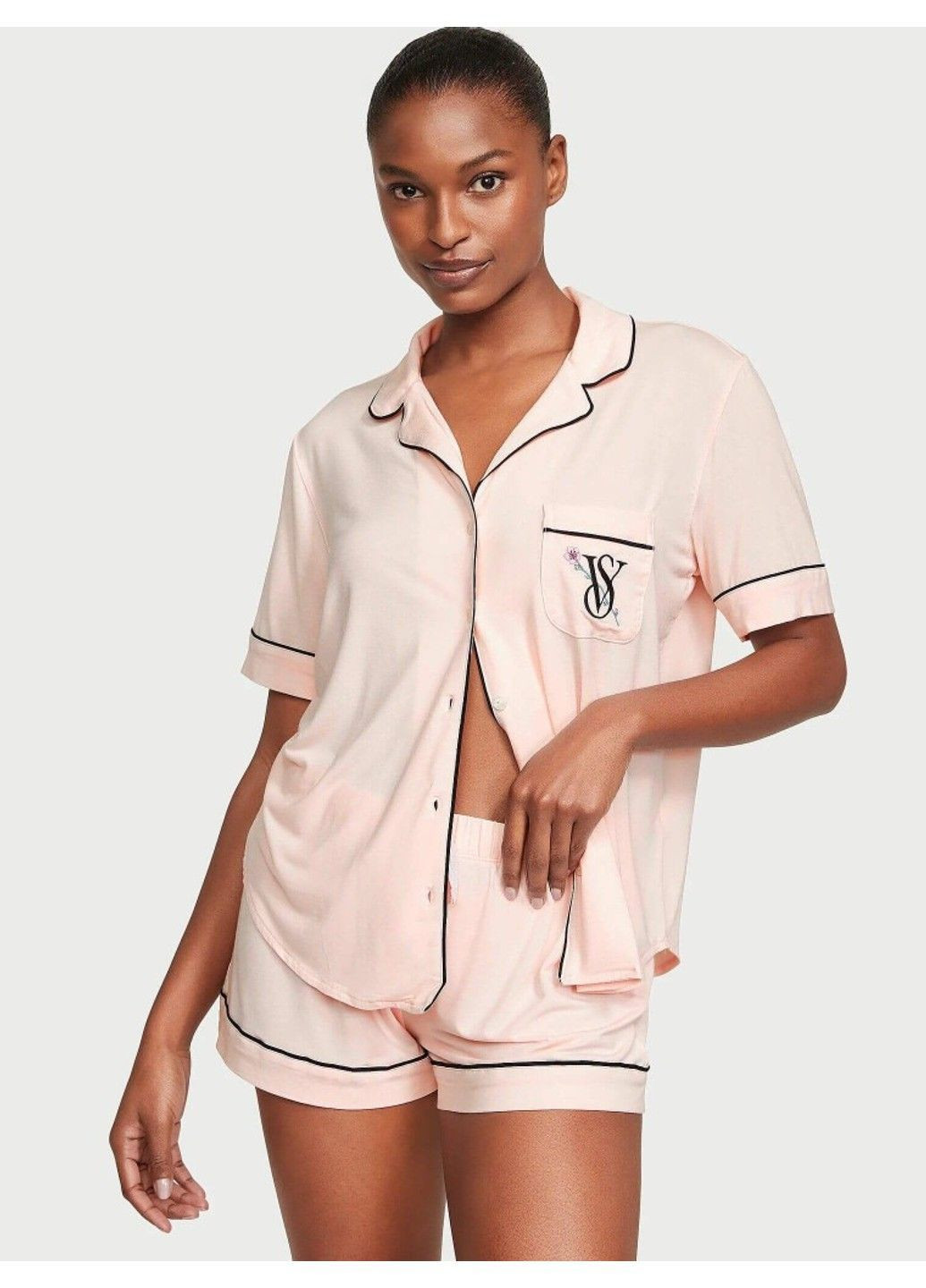 Бежевая всесезон пижама с шортиками modal soft short pajama set Victoria's Secret