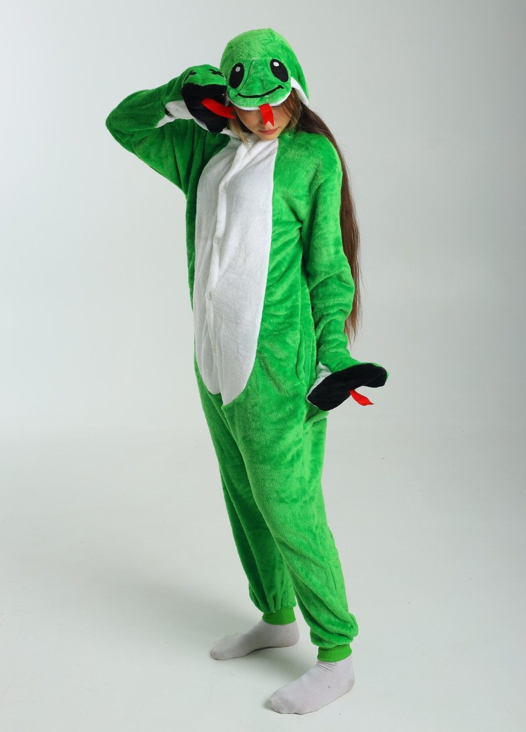 Кигуруми пижама змея женские зеленая теплая плюшевая Lalapka (366888640)