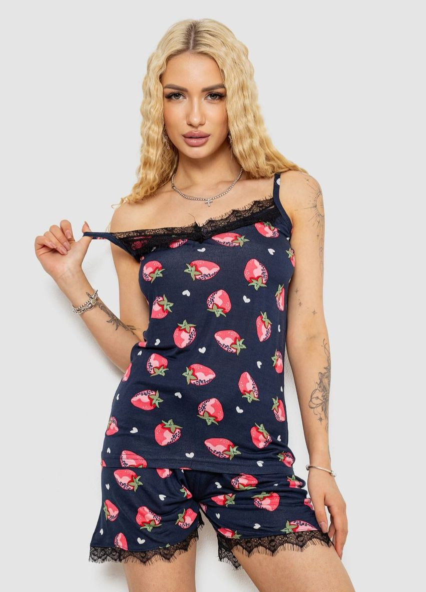 Комбинированная пижама женская с принтом, цвет сине-розовый, 243r2129 Good Night