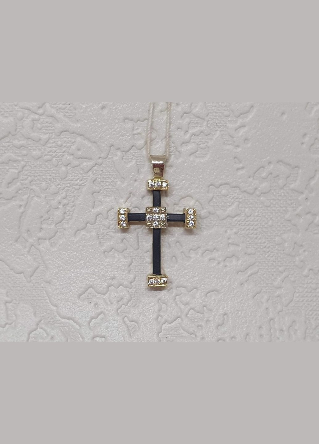 Золотий хрестик з каучуком і фіанітами. 3541757Ж Гаразд (315786719)