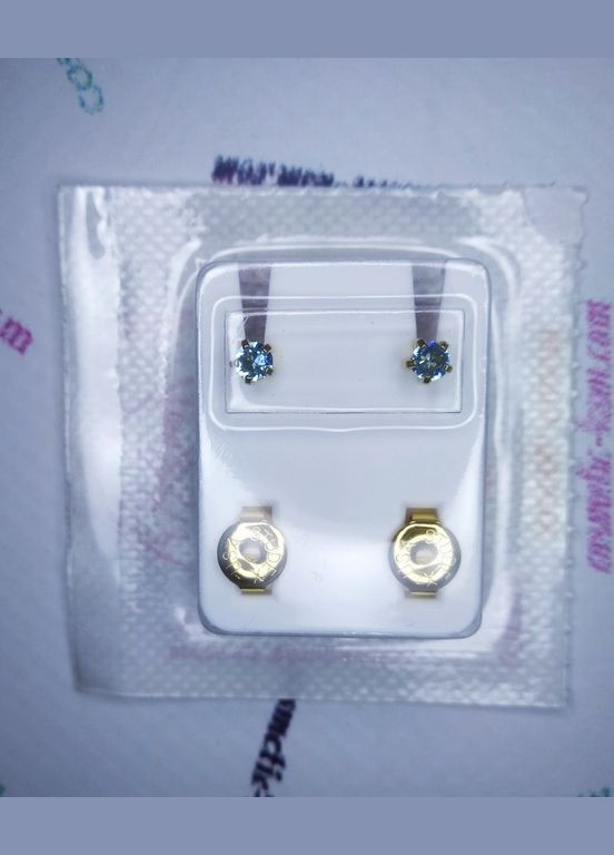 Серьги-гвоздики пусеты средние крапан золото, камень аквармарин, для ушейЮ R103Y STUDEX (299385117)