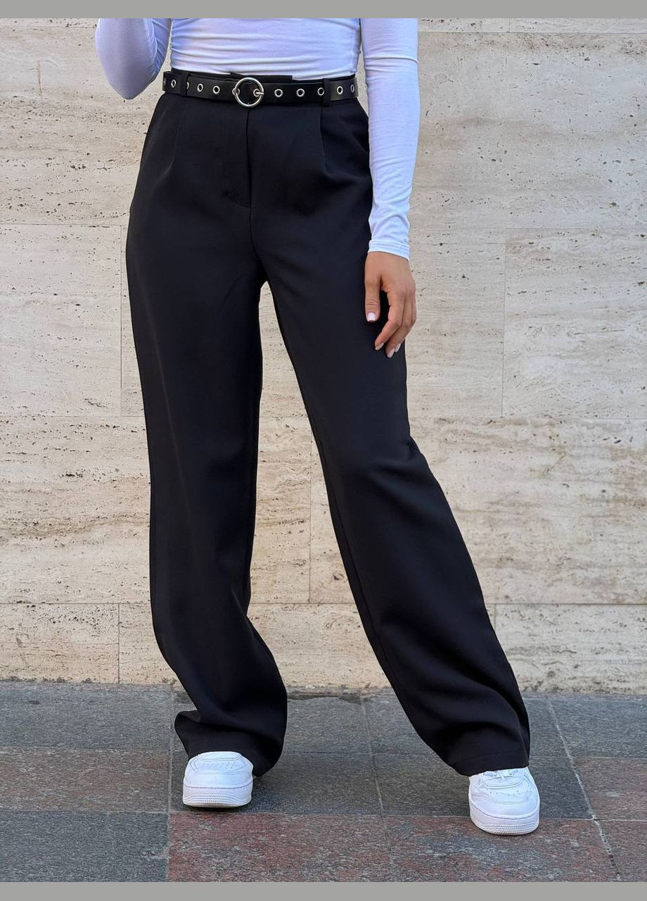 Классические чёрные брюки из качественной костюмки подходящие под любой образ, стильные комфортные штаны No Brand 084 (291241201)