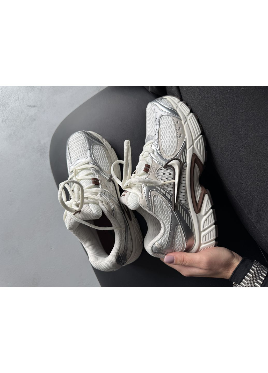 Кроссовки женские и мужские Nike V5 RNR White Silver Brown | Найк В5 РНР белые демисезоны (372795584)