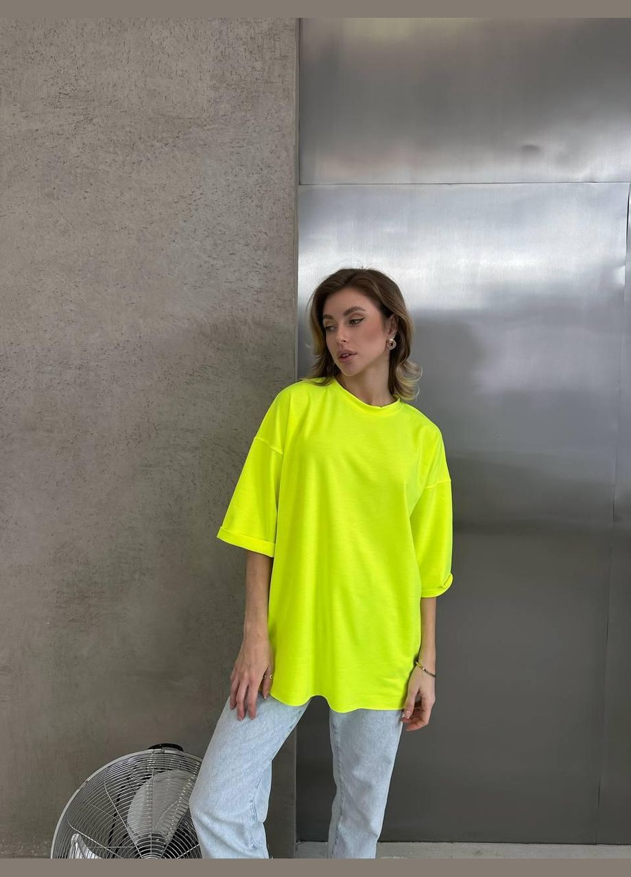 Женская футболка - оверсайз базовая в ярком цвете плотная JUGO STYLE № 268 - (299150178)