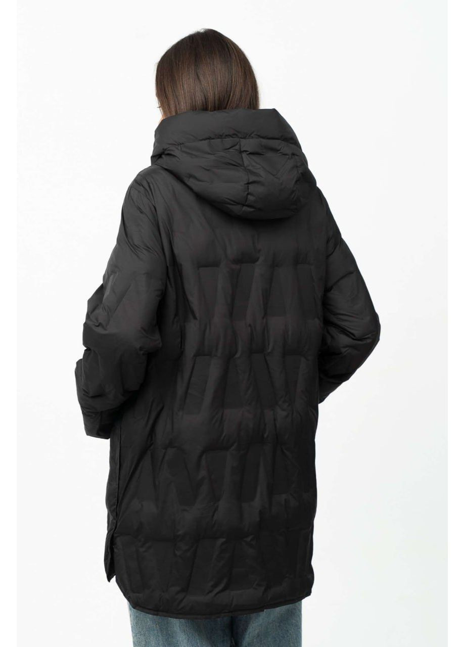 Чорна демісезонна куртка стьобана з терморядками Lora Duvetti