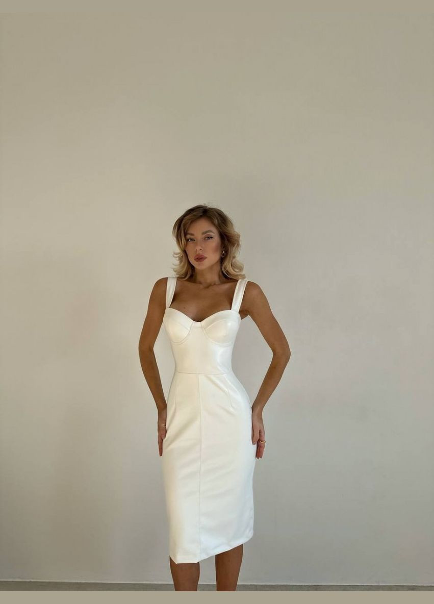 Белое вечернее платье футляр Santali однотонное