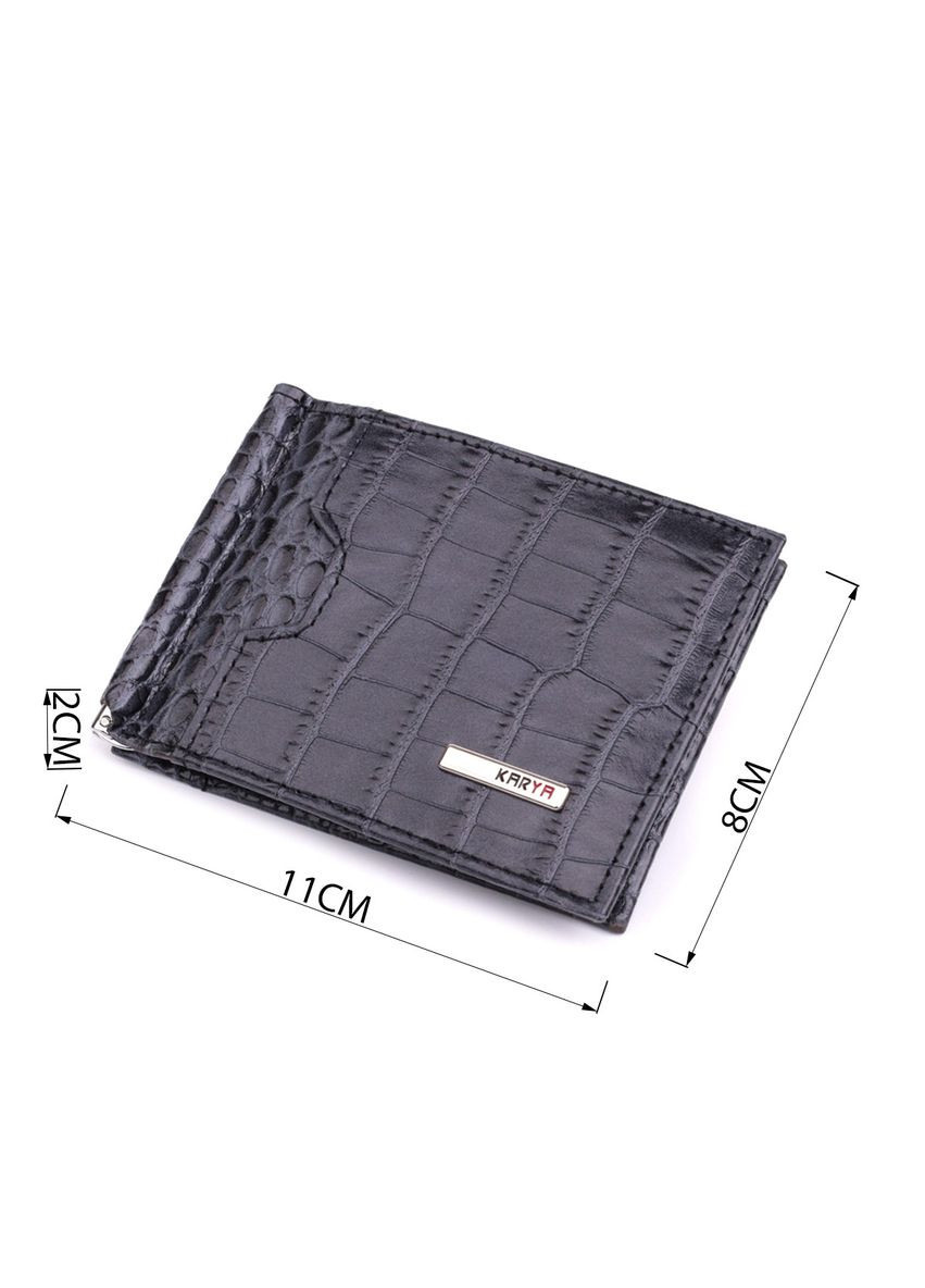Практичний чоловічий гаманець-затиск із натуральної шкіри 22851 Сірий Karya (329149173)