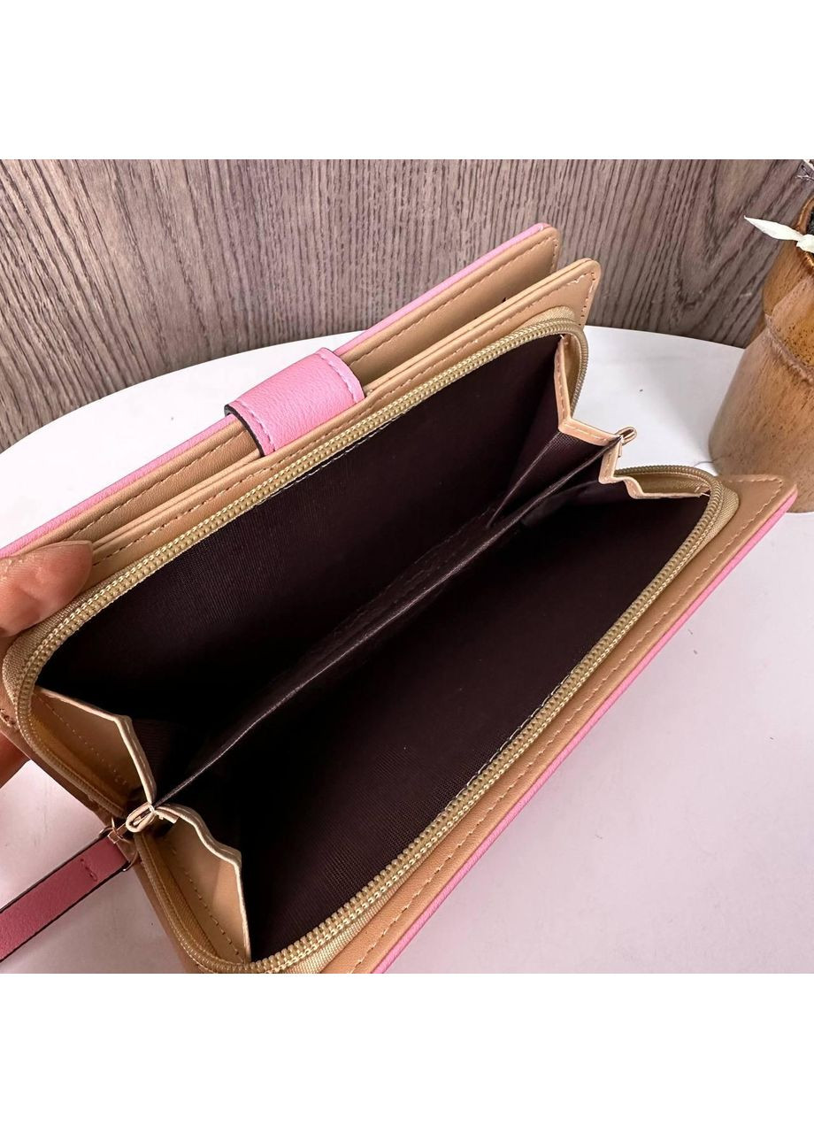 Клатч женский из экокожи модный портмоне для девушек с листочками гладкий кошелек для документов и денег ProDobro (370050605)