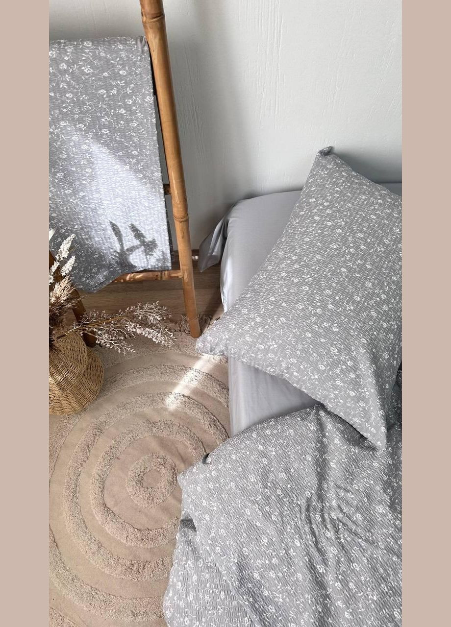 Постельное белье из натурального хлопка Ранфорс жатка Семейный 150 х 210 см Серый (П1Е5400-1-03) No Brand (348095068)