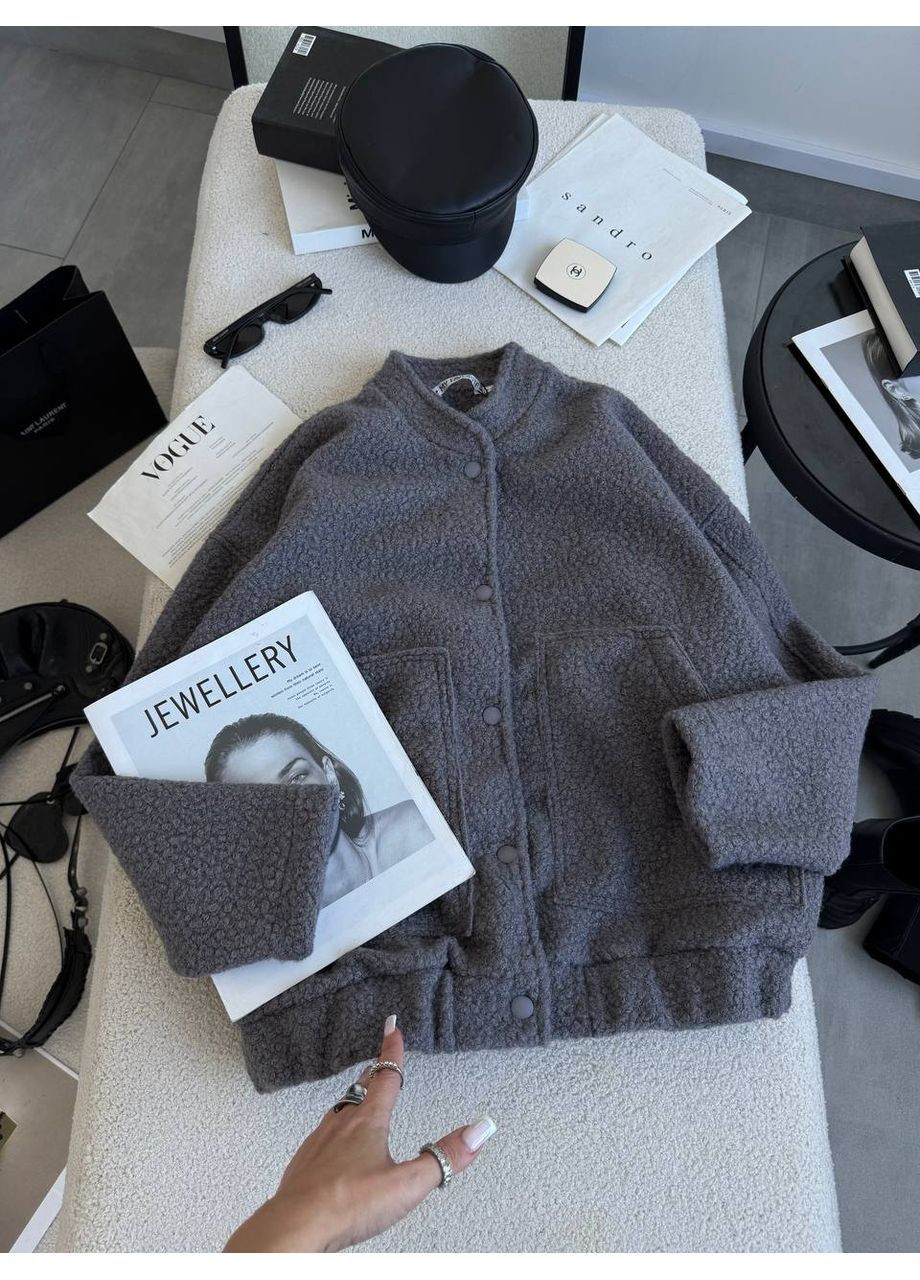 Женский бомбер букле на кнопках (364550208)