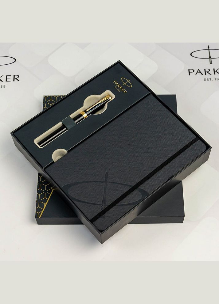 Набор INGENUITY Black Lacquer GT FP F перьевая ручка + блокнот 60 011b24 Parker (319663525)