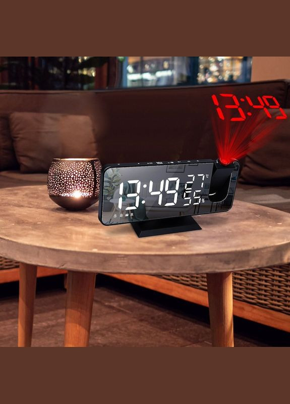 Настільний дзеркальний годинник з проектором часу Black No Brand (285792432)