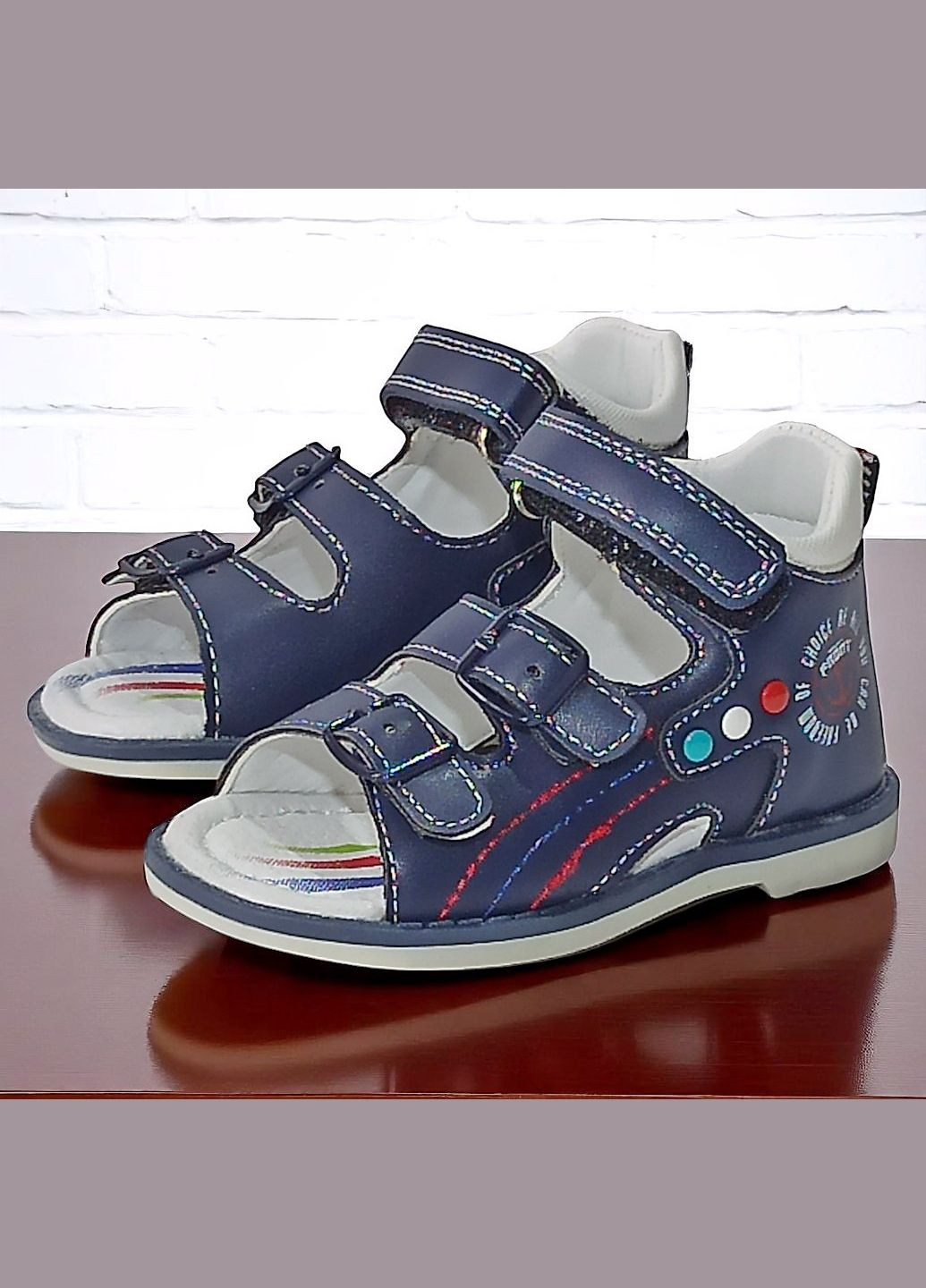 Синие повседневные ортопедические босоножки открытые сандалии на липучкее для мальчика том м Tom.M на липучке