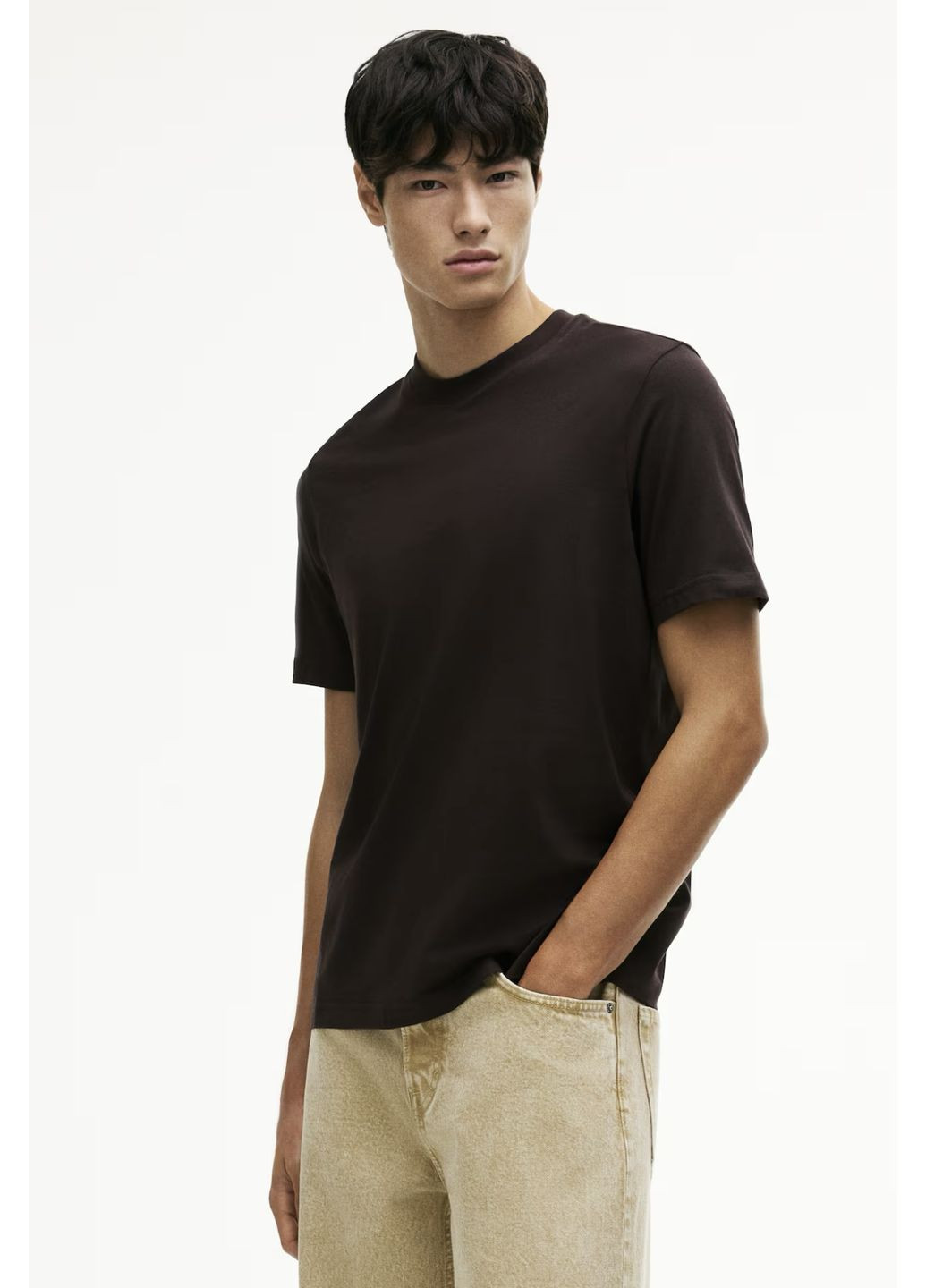 Темно-коричнева футболка H&M regular fit