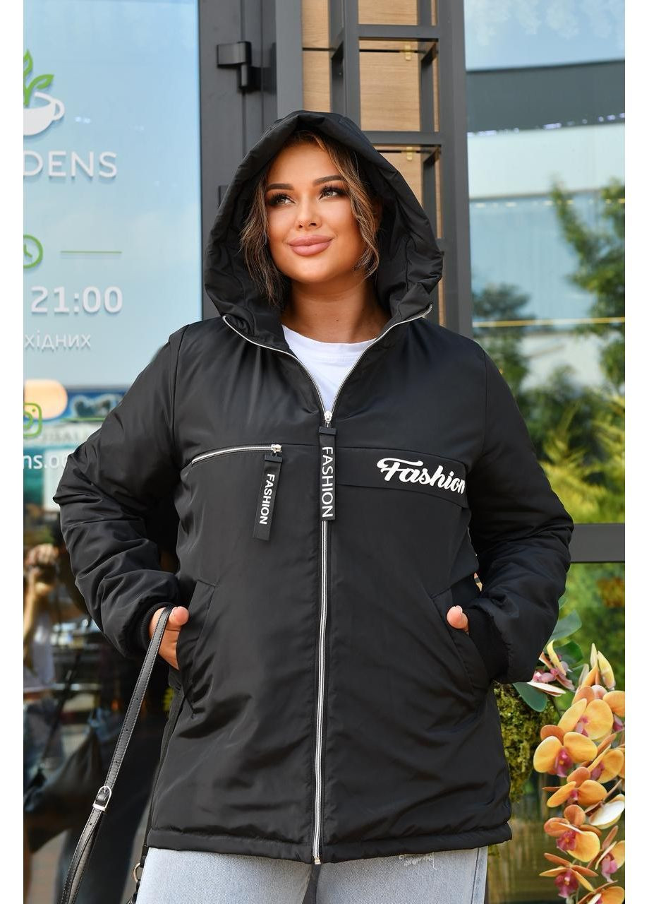 Чорна демісезонна жіноча демісезонна куртка на синтепоні No Brand