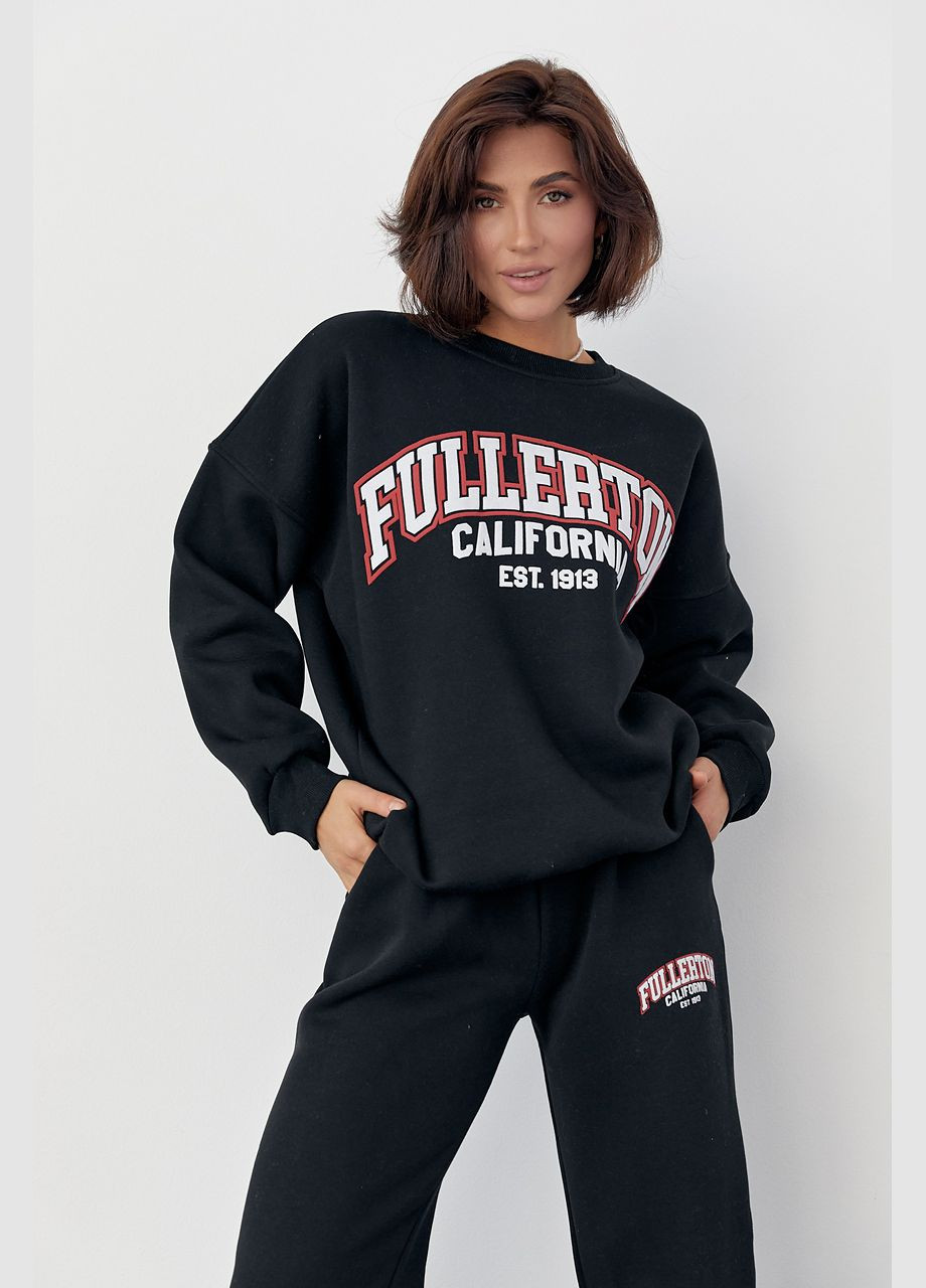 Женский спортивный костюм на флисе с принтом Fullerton California Liton (296909142)
