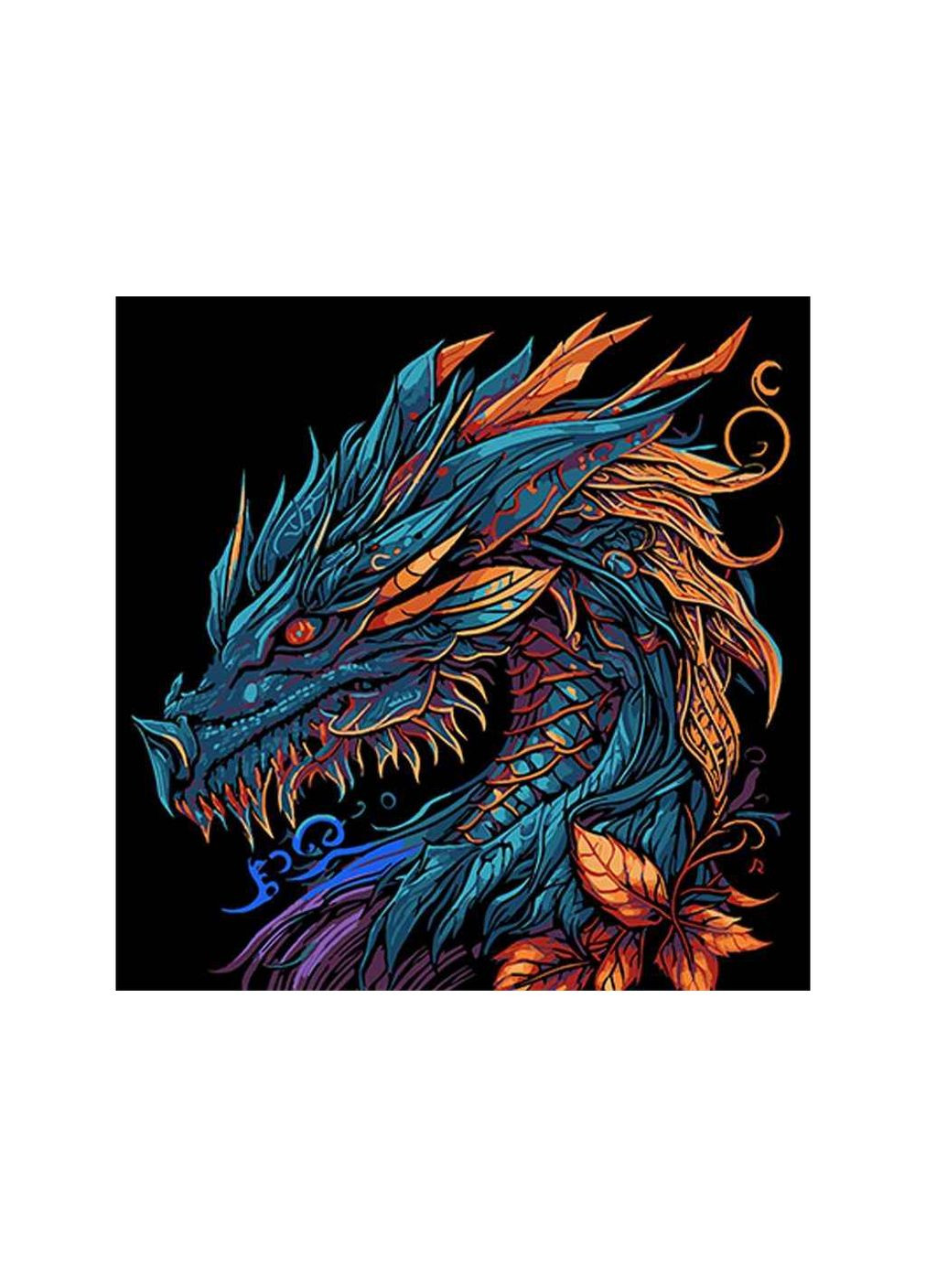 Набір для розпису по номерах "Могутній дракон" 30х30см на чорному фоні SH3030-20 Strateg (354343484)