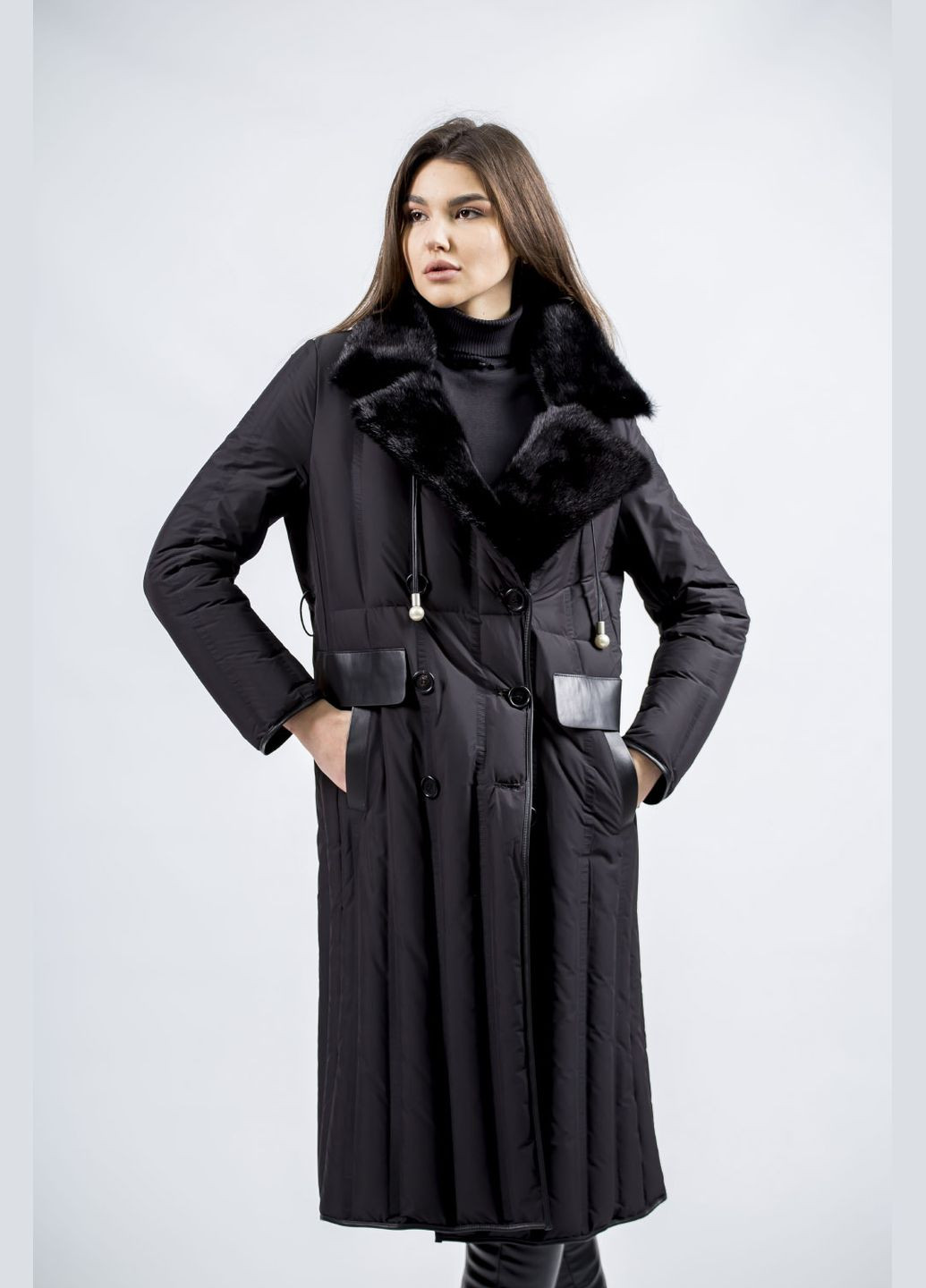 Черный демисезонный Пуховик Basic