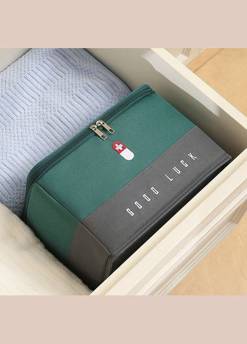 Аптечка, сумка-органайзер для медикаментів каркасна 26,5x20x18,5см Зелений ( код: IBC005GS ) No Brand (334689358)