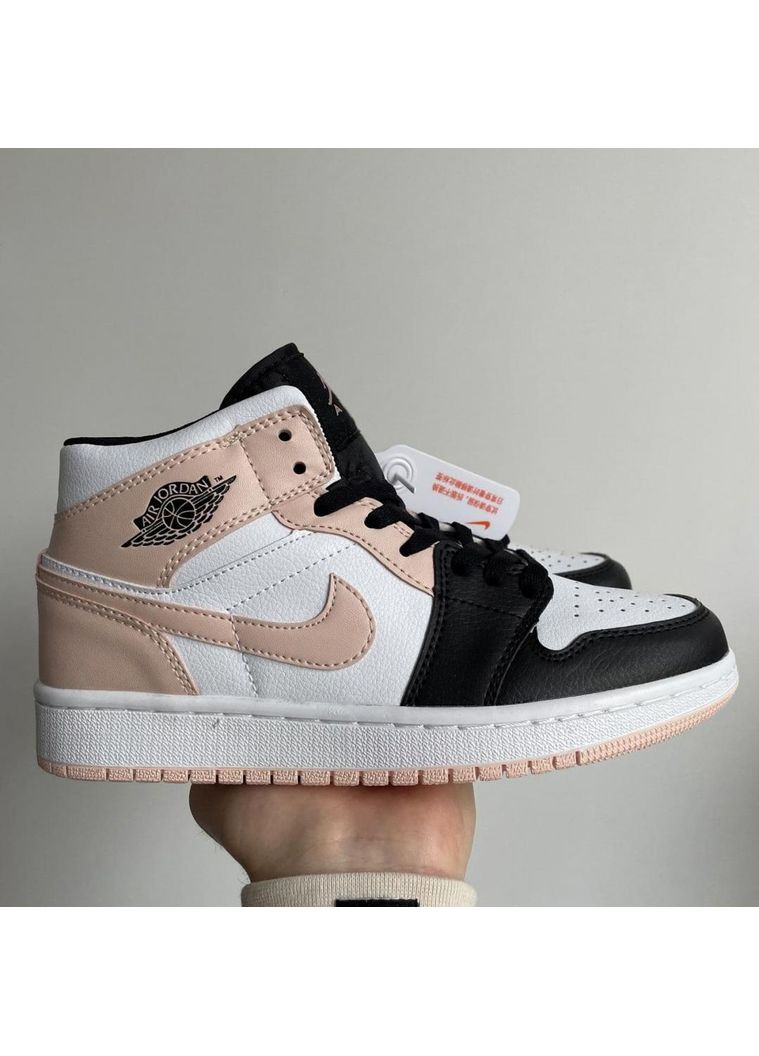Розовые демисезонные кроссовки мужские nike air jordan 1 retro high black white pink найк аир джордан No Brand