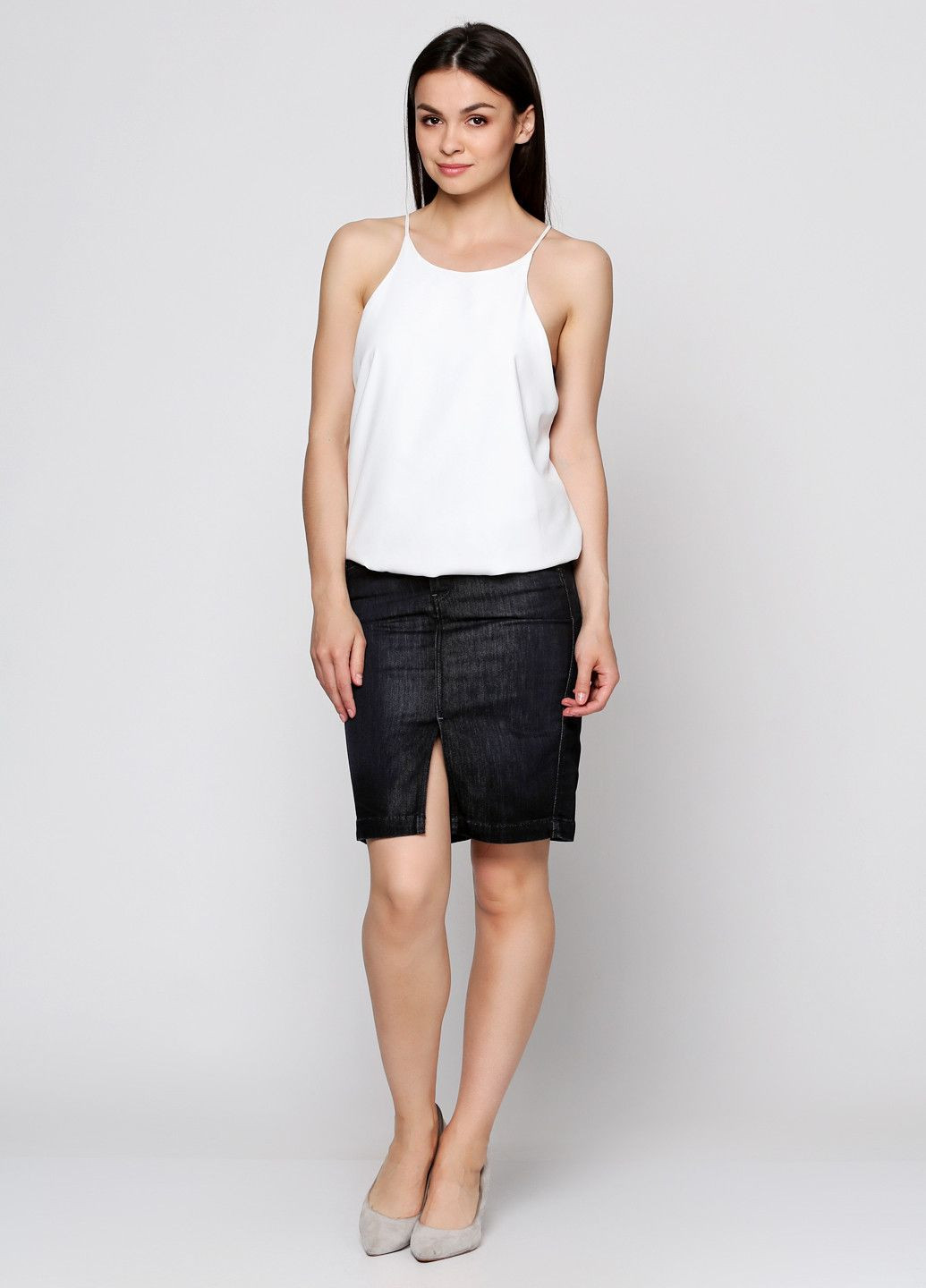 Темно-серая повседневная однотонная юбка темно-серый Pepe Jeans