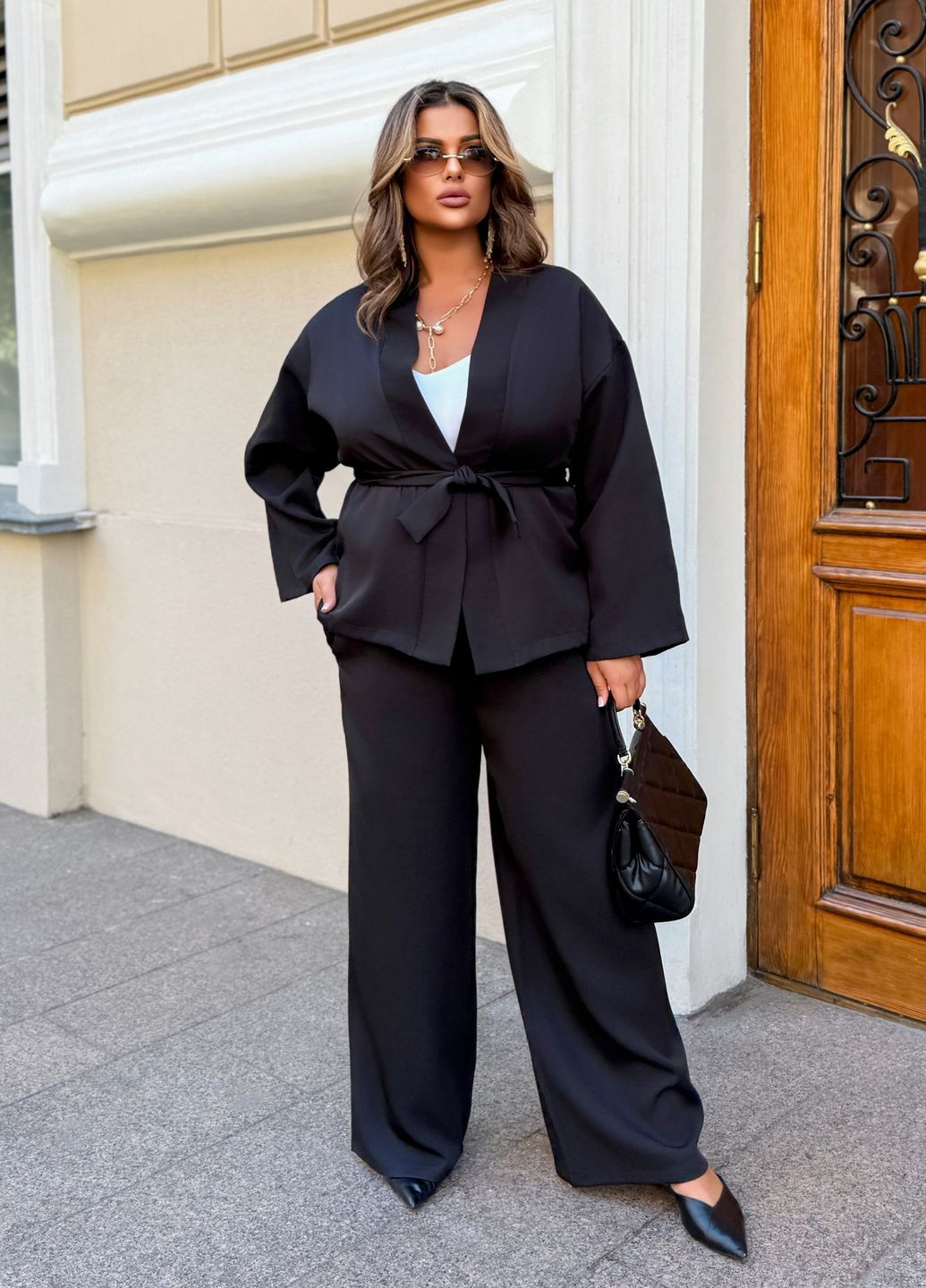 Костюм-кимоно женский деловой оверсайз фасона (кимоно + брюки) No Brand (356174383)
