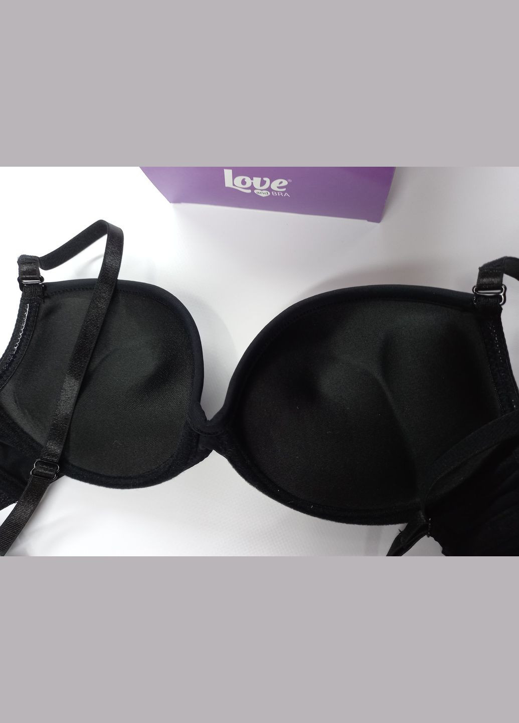 Чёрный класический гладкий бюстик с пуш-ап + 2 размера love meraviglioso Lovea полиамид