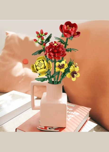 Конструктор для дітей Букет квітів на 494 деталі, декоративні квіти для дому, головоломка для дорослих та дітей No Brand (329867786)