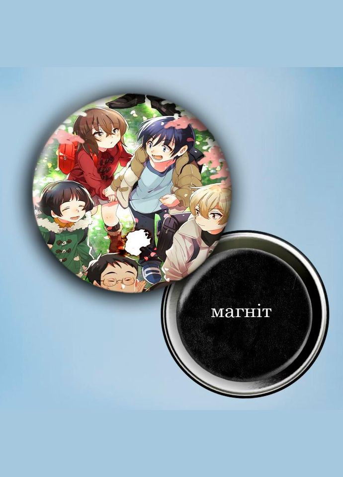 Фотомагнит (магнит на холодильник) Аниме Город, где нет только меня #0010 56 мм черный No Brand (309158759)