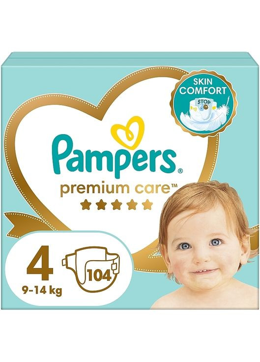 Підгузки Premium Care. Розмір 4 (Maxi), 9-14 кг, 104 штук - 104шт (961505-31019676) Pampers (365800256)