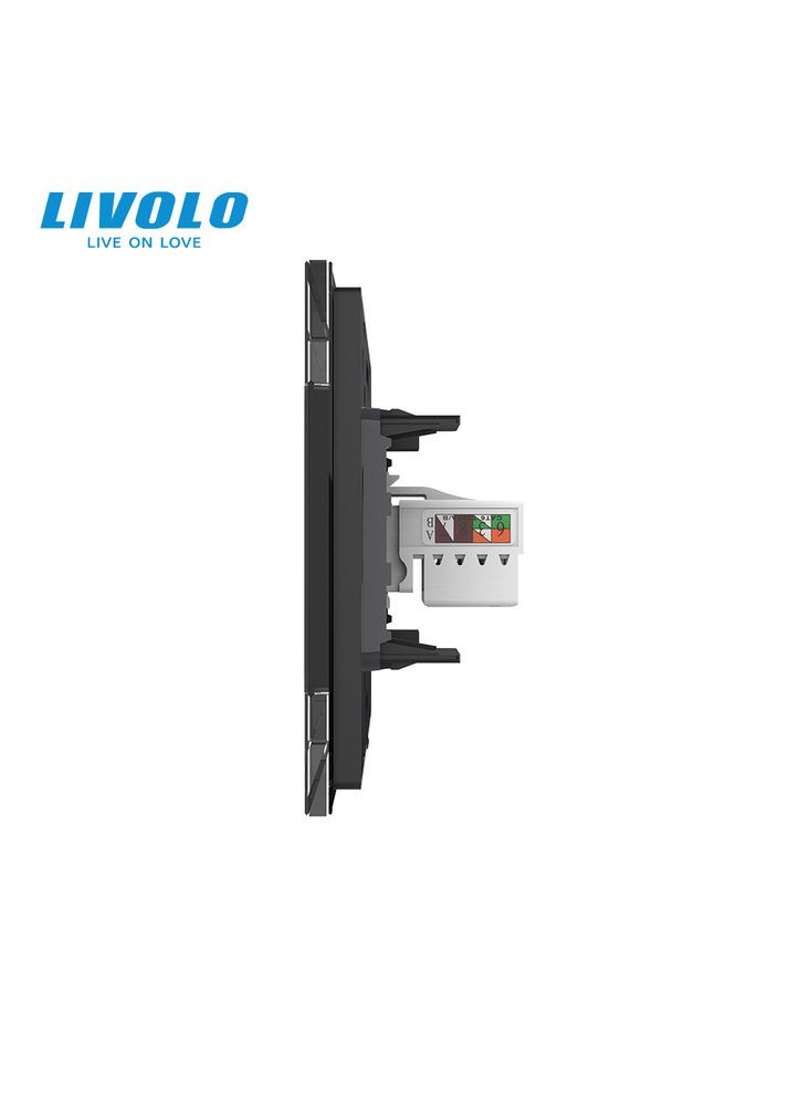 Розетка комп'ютерна RJ-45 чорний скло (VL-C791C-12) Livolo (370970792)